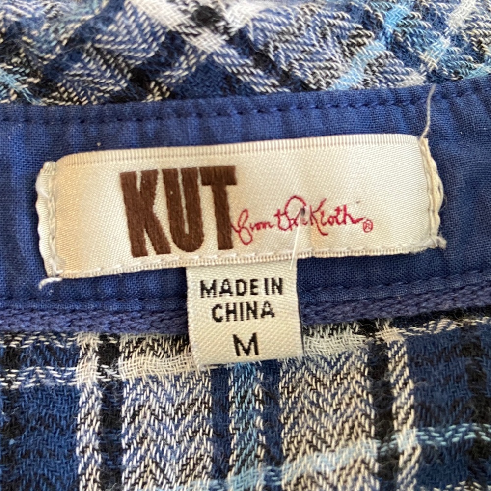 Kut from the Kloth Women’s Blue Plaid Button Down Long Sleeve Shirt 3622 - Picture 5 of 7